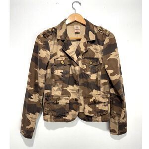 Fade Glory crop jacket VTG Y2K military brown camouflage grunge casual women M